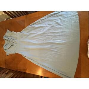 Light Blue Women's Maxi Dress with Cap Sleeves